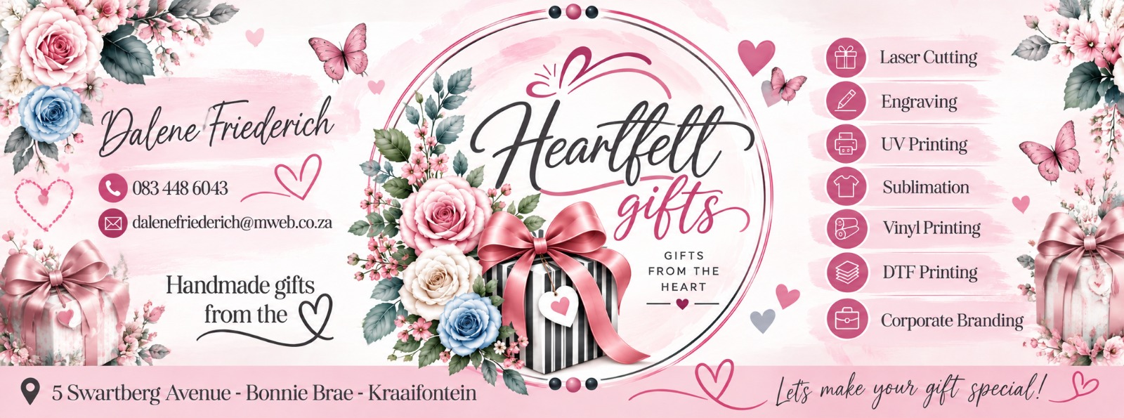 Heart Felt Gifts handmade gifts, personalisation and creative services